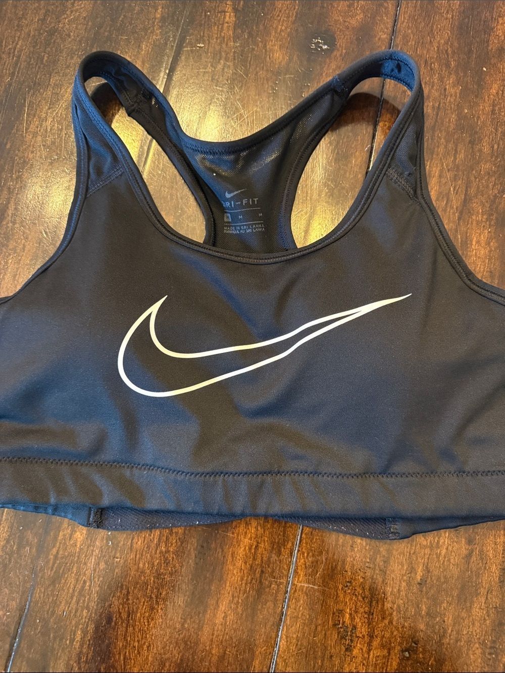 Nike Black Sports Bra with White Swoosh Racerback Logo